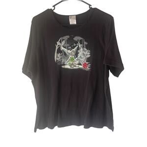 Vintage Disney Tinkerbell Women's Plus Size 2X Fairy Grunge Black T Shirt